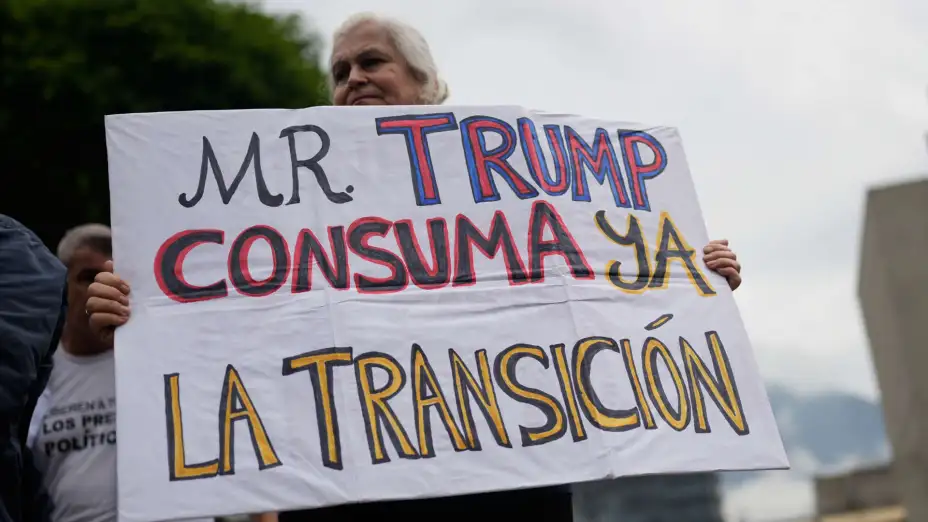 Cartel en Venezuela con mensaje a Donald Trump.