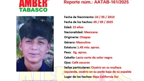 ALERTA AMBER TABASCO: José Manuel Gutiérrez López desapareció en Baja California Sur