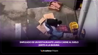 Empleado de un restaurante en EE.UU. lanza carne al suelo junto a la basura