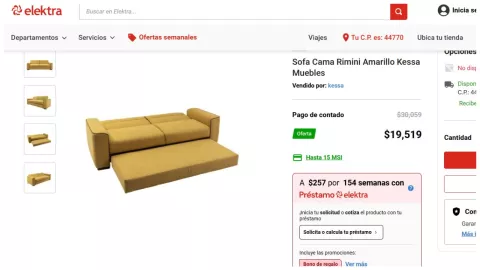 sofá cama elektra precio