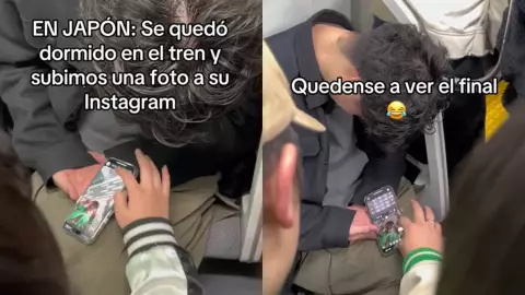 ¡Qué malos! Joven se duerme en un tren de Japón y le hacen una broma pesada