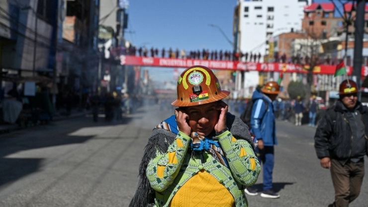 Protesta de mineros en Bolivia