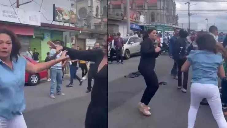 señora noquea a otra en una pelea callejera en Costa Rica (video)