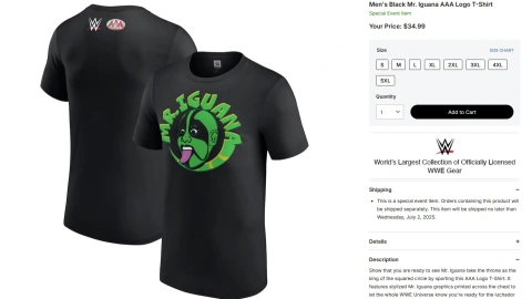 Mr. Iguana y el precio de su remera oficial en el sitio de la WWE