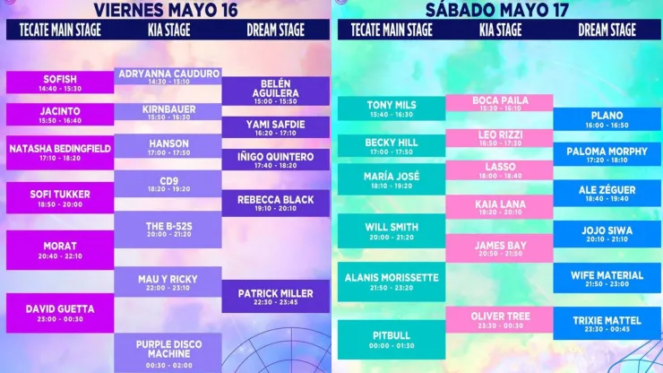 Estos son los horarios del Tecate Emblema 2025