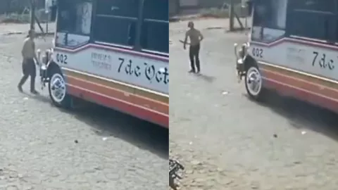 VIDEO Hombre amenaza a conductor de un camión en Paraguay; sacó un machete y fue detenido