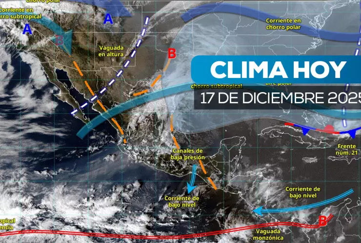 canales de baja presión sobre el occidente, oriente y sureste del país