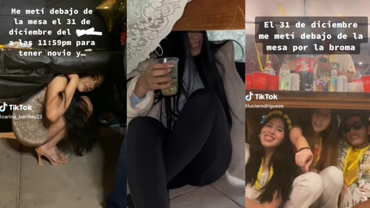 Gente debajo de la mesa