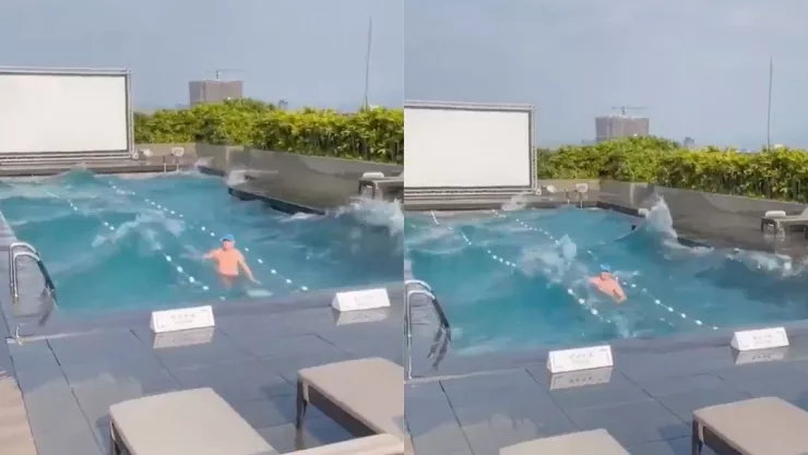 ¡De terror! Así se vivió el terremoto de 7.5 desde la alberca de un hotel en Taiwán