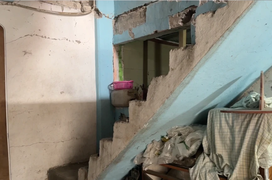 Hogar de la familia Frías después de una explosión.