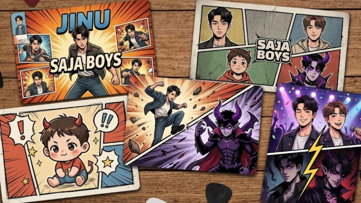 5 ideas de photocards de los Saja Boys tipo cómic ideales para regalar a una fan de KPop Demon Hunters