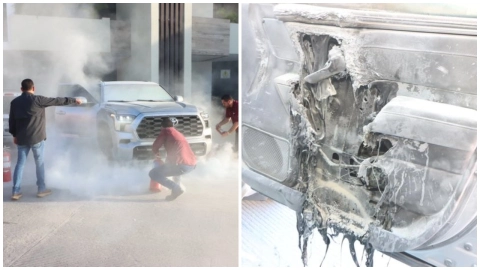 El fuego de la camioneta no consumió toda la carrocería.
