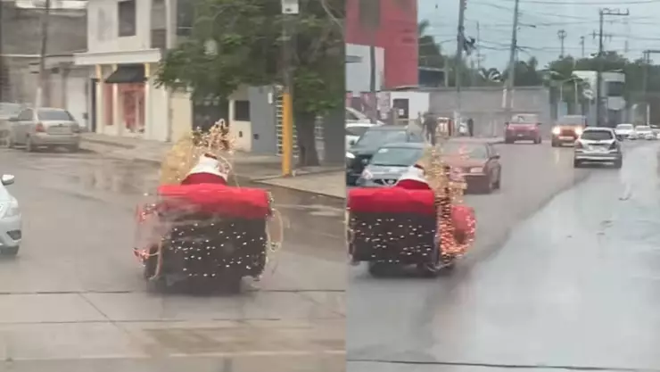 VIDEO: ¿Se adelantó la Navidad? Captan a Santa Claus en Tampico con todo y trineo