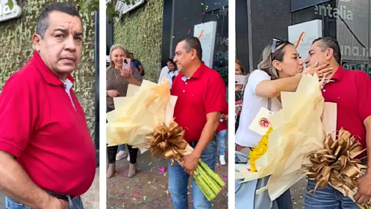 Hombre recibe ramo de girasoles de ‘El Patrón’: video viral