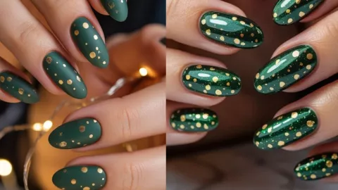 9 modelos de uñas verdes con dorado para Navidad: son elegantes y quedan en cortas o largas