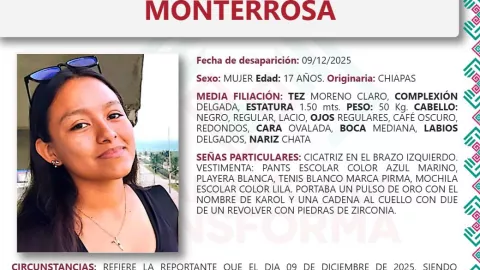 Karol Isabela desaparecida Chiapas