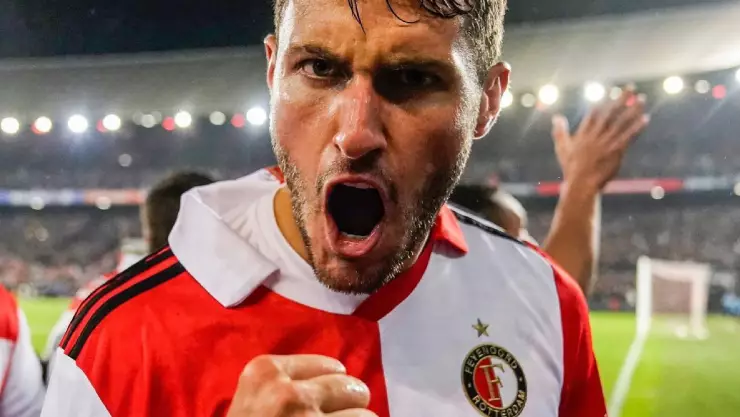 El bebote festejando gol con el Feyenoord