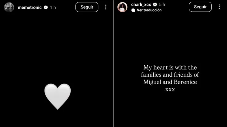 Meme del Real y Charli XCX muestran su apoyo a Miguel y Bere