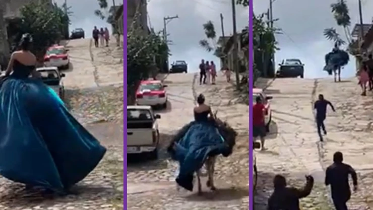Caballo se roba a quinceañera en plena sesión de fotos