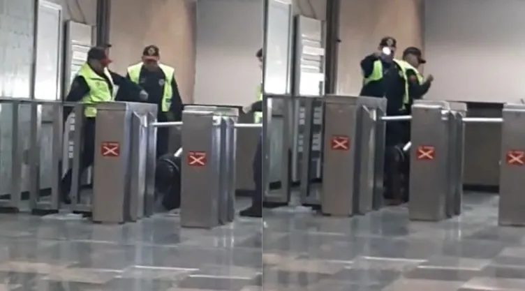Policías metro cdmx golpeando a hombre