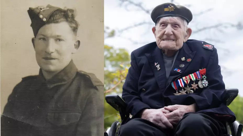 Fotografía del veterano de la Segunda Guerra Mundial, Donald Rose, a sus 110 años. Como último superviviente de las “Ratas del Desierto”, su imagen representa a toda una generación de héroes del Reino Unido.