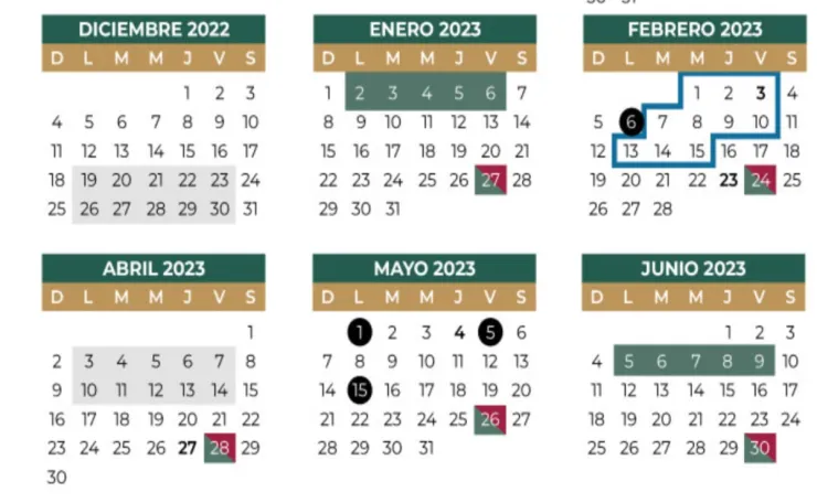 calendario sep vacaciones de diciembre 2022