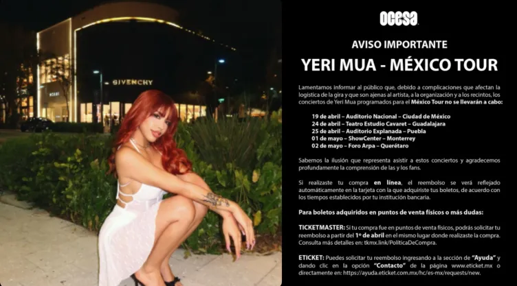 De Última Hora: Yeri Mua cancela su gira en México y esto se sabe