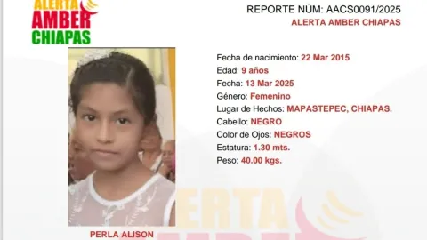 ALERTA AMBER CHIAPAS: Perla Alison Velázquez Vázquez despareció en Mapastepec