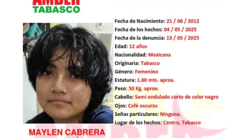 Alerta Amber Tabasco: Maylen Cabrera García desapareció en Centro