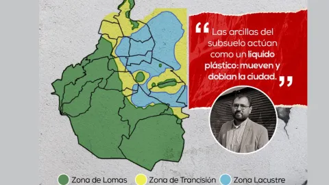 Mapa esquemático del valle de México con las zonas más vulnerables.