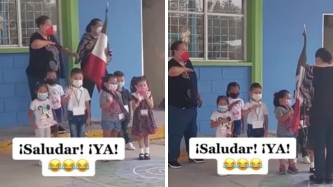 niños se confunden en honores a la bandera y saludan a la bandera video viral .jpg