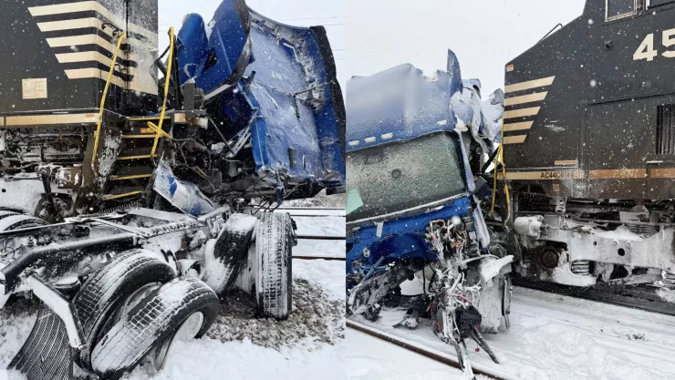 VIDEO FUERTE: Así un tren arrolló cabina de tráiler durante tormenta de nieve en Estados Unidos; conductor escapó