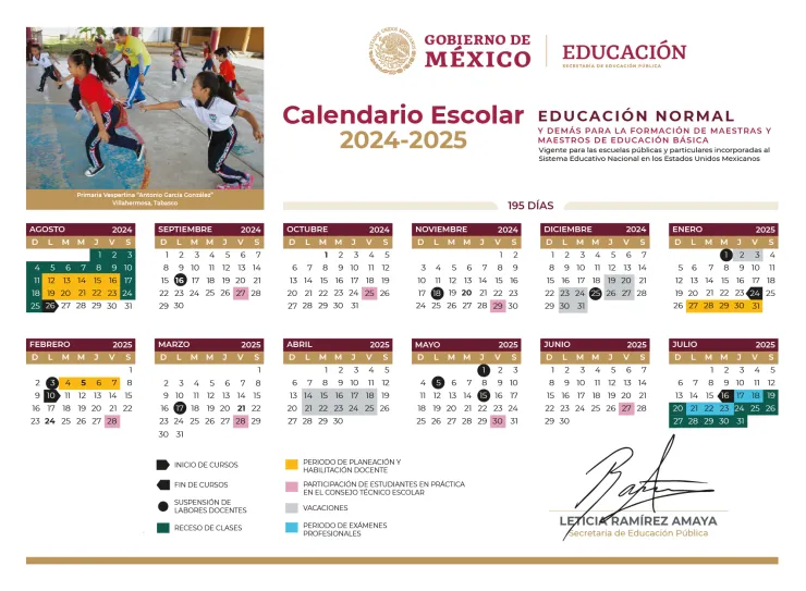 Calendario de la SEP del ciclo escolar 2024 - 2025