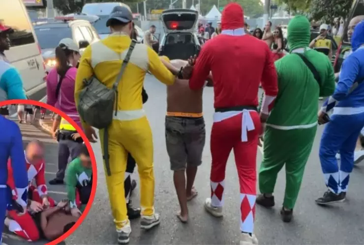 Policías se disfrazan de Power Ranger en Brasil