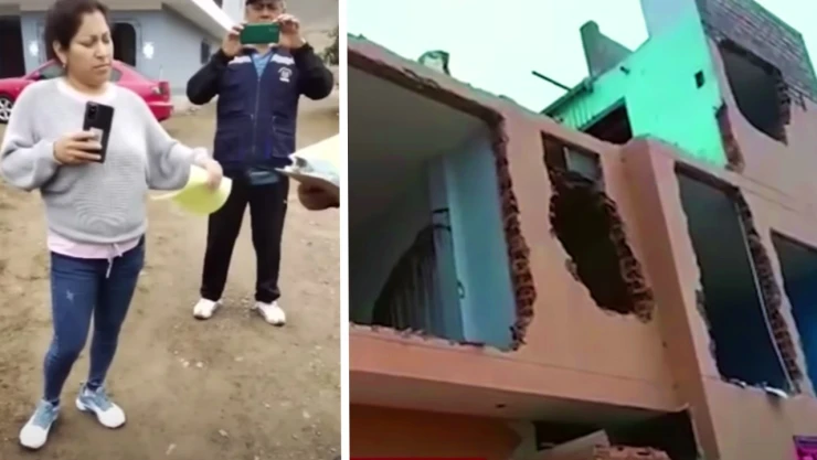 Mujer demuele su propia casa en Perú