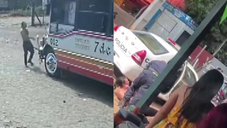 Hombre con machete que agrede en Paraguay.