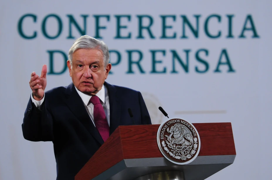 Andrés Manuel López Obrador, presidente de México, durante su participación en la conferencia mañanera de este lunes.