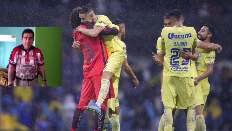 Jugadores del América celebrando un gol