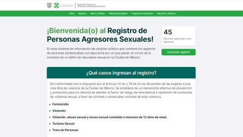 Registro de agresores sexuales en la CDMX