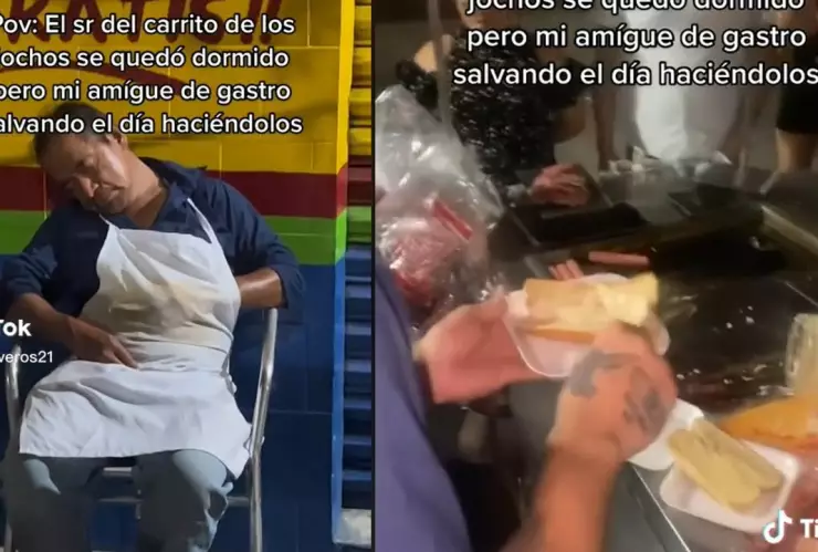 Señor de los jochos de queda dormido.