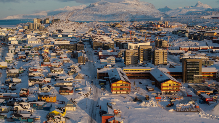 Una vista de dron muestra una vista general de Nuuk, Groenlandia , el 15 de enero de 2026.