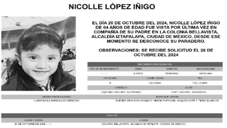 ALERTA AMBER: ¡Urgente! Nicolle López Íñigo desapareció en Ciudad de México