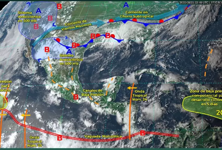 Clima en Quintana Roo, Yucatán y Campeche el 24 de agosto de 2022