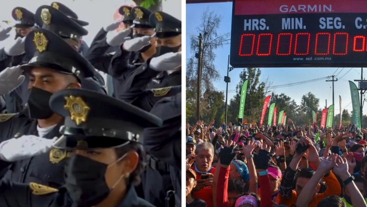 desfile policía maratón ruta