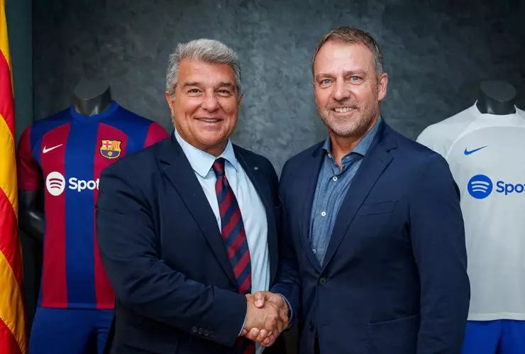 Joan Laporta y Hansi Flick
