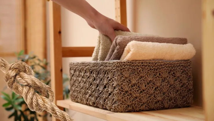Ideas DIY Cesta de almacenaje boho y flexible hecha con cuerda de yute gruesa.jpg
