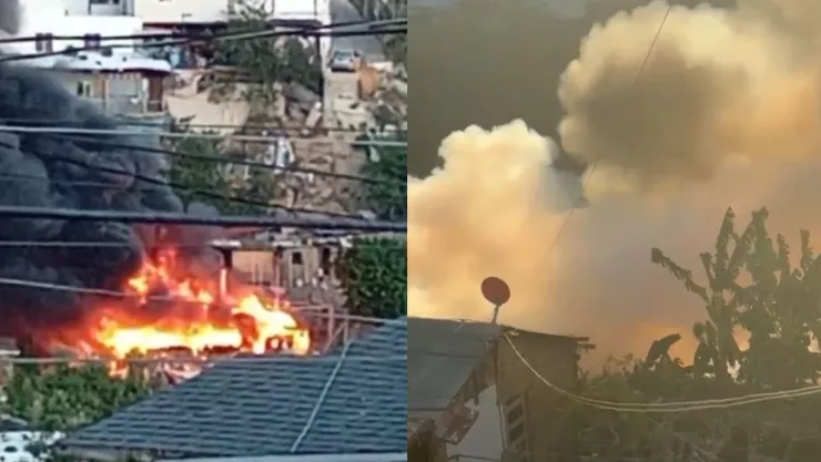 Vivienda de madera se incendia en Tijuana; vecinos reportan fuerte columna de humo