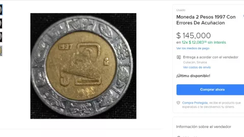 Moneda de 2 pesos en Mercado Libre