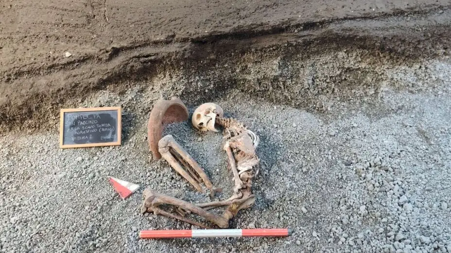 Víctima de la erupción del Vesubio del año 79 d. C., en el yacimiento arqueológico de Pompeya.