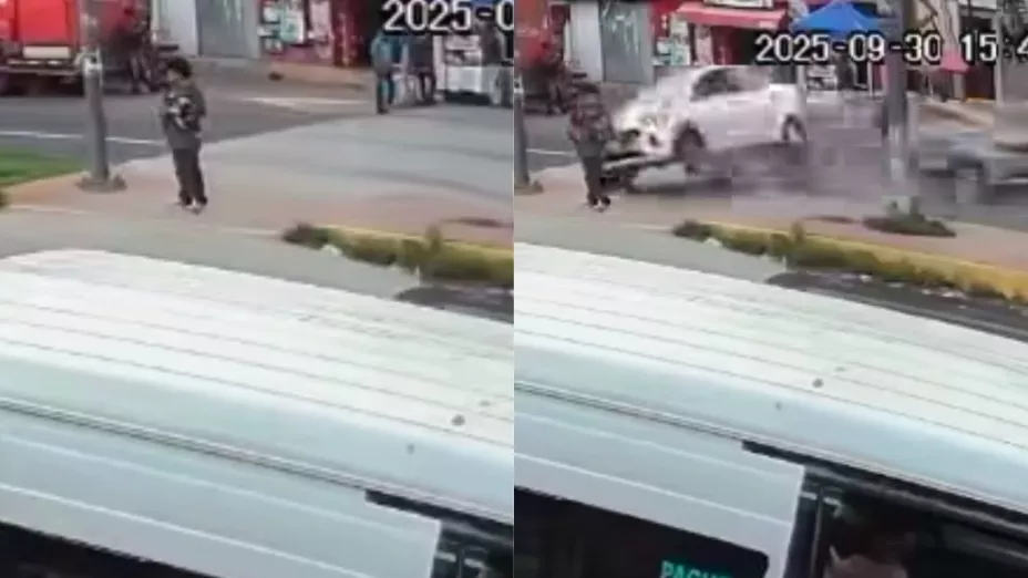 VIDEO ¡IMÁGENES FUERTES! Hombre se salva de ser atropellado durante un accidente